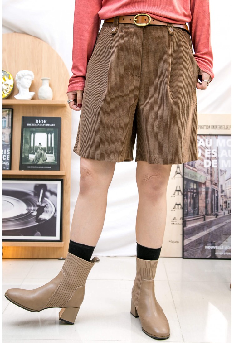 2315-1202A"這是sizeS"-BEST- 後腰橡根 ‧ 前腰打摺 ‧ 燈芯絨料短褲 (韓國)  